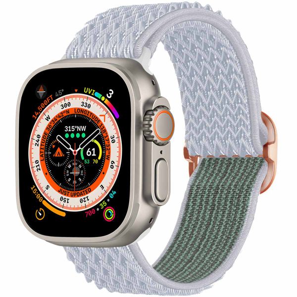 imoshion Elastisch nylon bandje Apple Watch Series 1-10 / SE / Ultra (2) - 42/44/45/46/49 mm - Lichtgrijs