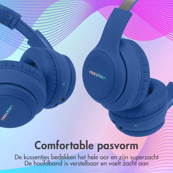 imoshion Draadloze Kinderkoptelefoon LED Light - Decibelbegrenzer - Met AUX kabel - Cobalt Blue