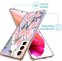 imoshion Design hoesje Samsung Galaxy S21 FE - Bloem - Roze / Groen