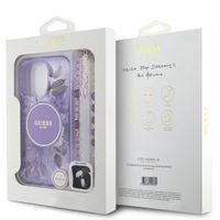 Guess MagSafe IML Flowers Case met beads strap iPhone 15 Pro Max - Purple