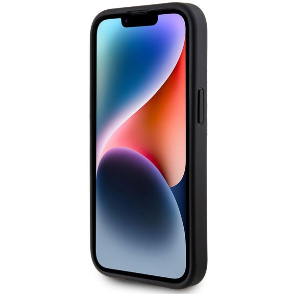 Guess 4G Metal Logo Glitter Backcover Apple iPhone 15 - Zwart