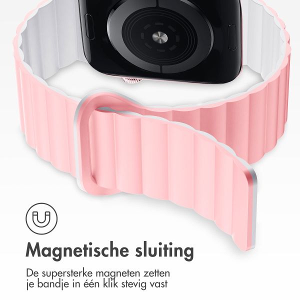 imoshion Siliconen magnetisch bandje Apple Watch Series 1 t/m 10 / SE / Ultra (2) (44/45/46/49 mm) - Roze / Wit