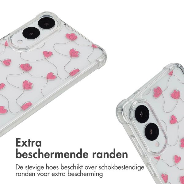 imoshion Design hoesje met koord Samsung Galaxy S25 Edge - Dusty Rose Connected Hearts