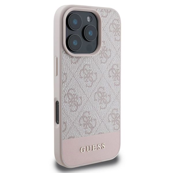 Guess Bottom Stripe 4G Backcover iPhone 16 Pro - Roze