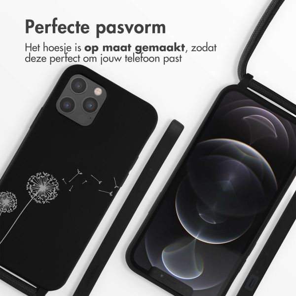 imoshion Siliconen design hoesje met koord iPhone 12 (Pro) - Dandelion Black