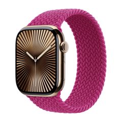 Apple Gevlochten solobandje Apple Watch Series 1 - 9 / SE (38/40/41 mm) | Series 10 / 11 (42 mm) - Maat 6 - Magenta