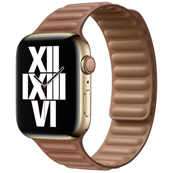 Apple Leather Link Apple Watch Series 1-10 / SE / Ultra (2) - 42/44/45/46/49 mm - Maat S/M - Saddle Brown