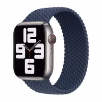 Apple Gevlochten solobandje Apple Watch | 38/40/41/42 mm - Maat 7 - Abyss Blue