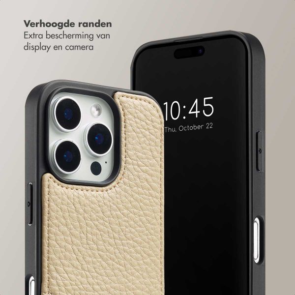 Selencia Nova Backcover met koord en pashouder iPhone 16 Pro - Beige