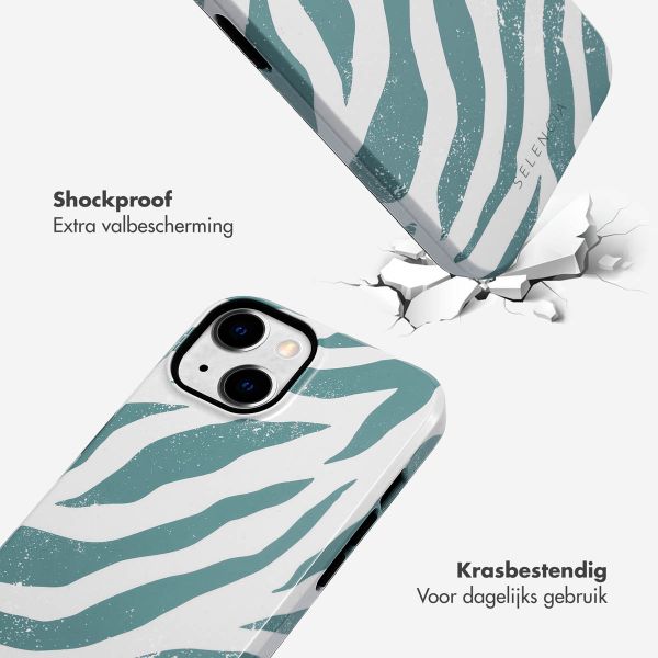 Selencia Vivid Tough Backcover iPhone 14 - Colorful Zebra Pine Blue