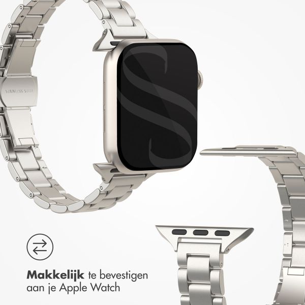 Selencia Slim Steel schakelbandje Apple Watch Series 1 t/m 9 / SE (38/40/41 mm) | Series 10 / 11 (42 mm) - Sterrenlicht
