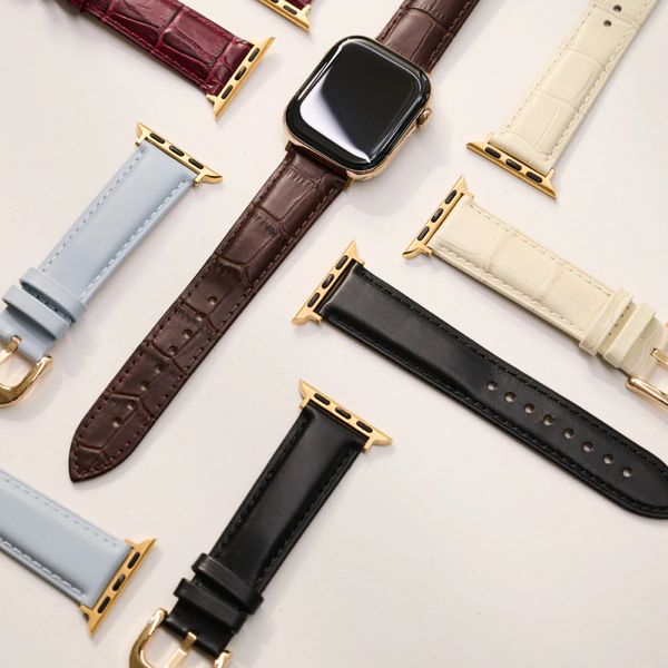 Burga Genuine Leather Band Apple Watch Series 1 - 11 / SE / Ultra (44/45/46/49 mm) - Don't Text / Gold