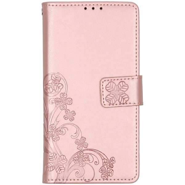 Klavertje Bloemen Bookcase Samsung Galaxy A01 - Rosé Goud