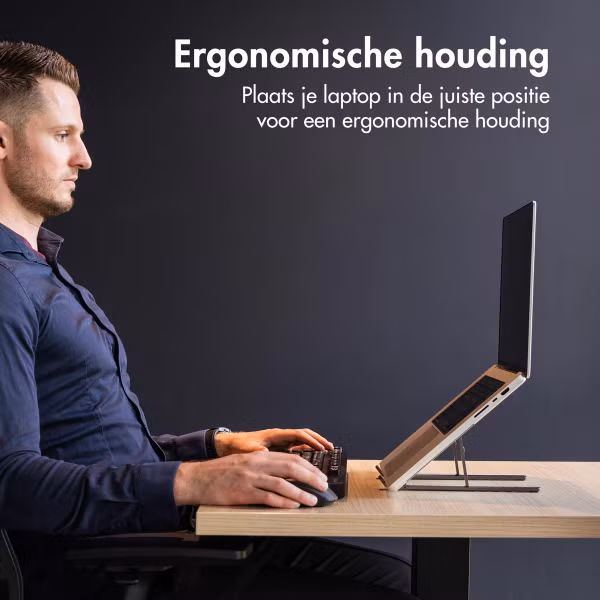 Accezz Laptop houder - Laptop standaard - Verstelbaar en opvouwbaar - Grijs