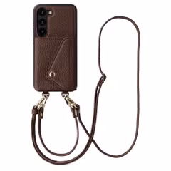 Selencia Sera Telefoonhoes met Koord en Envelop Pashouder Samsung Galaxy S23 - Chocolate Brown