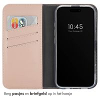 Selencia Echt Lederen Bookcase iPhone 16 Plus - Dusty Pink