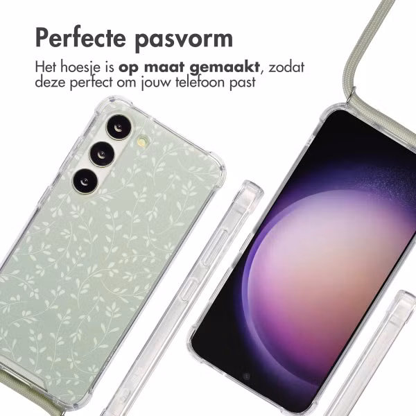 imoshion Design hoesje met koord Samsung Galaxy S23 - Smoke Green Flowers