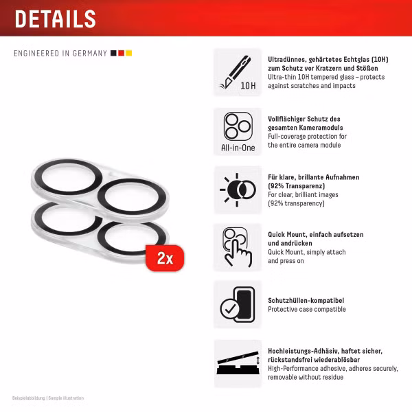 Displex CamGlass All-In-One Camera Protector Apple iPhone 16 / 16 Plus / 17