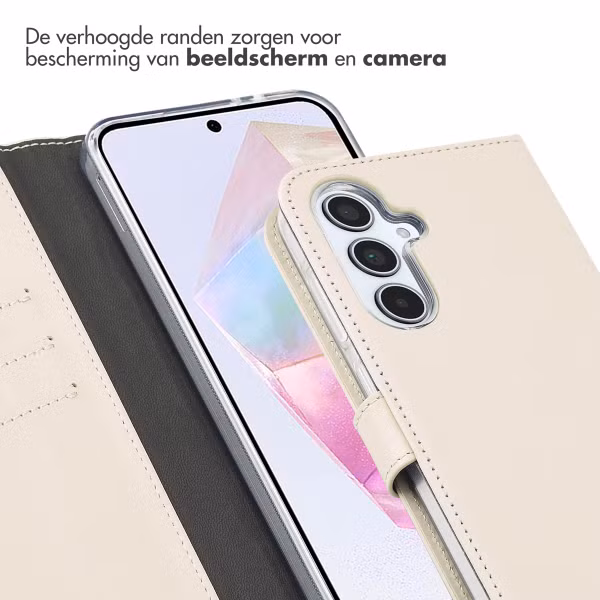 Selencia Echt Leren Bookcase Samsung Galaxy A35 - Greige