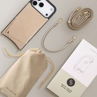 Selencia Nova Croco Telefoonhoes met Koord en Pashouder Apple iPhone 18 Pro Max / 17 Pro Max - Beige