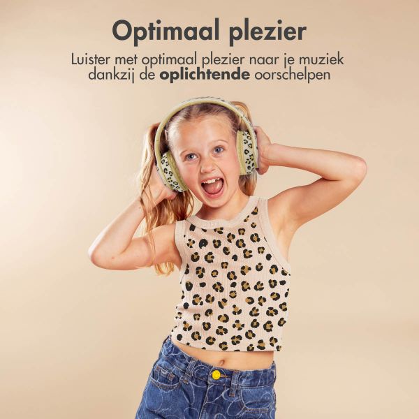 imoshion Kids - Special Edition - LED Light Bluetooth Headphones - Kinder koptelefoon - Draadloze koptelefoon + AUX kabel - Leopard