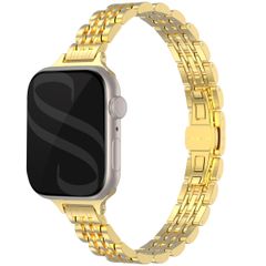 Selencia Slim Steel Jubilee Inspired schakelbandje Apple Watch Series 1 t/m 9 / SE (38/40/41 mm) | Series 10 (42 mm) - Goud