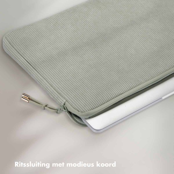 Selencia Corduroy Laptop hoes 13-14 inch - Laptopsleeve -Pistache Cream