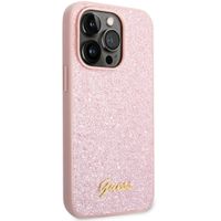 Guess Glitter Flakes Backcover iPhone 14 Pro Max - Roze