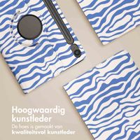 imoshion 360° Draaibare Design Bookcase Samsung Galaxy Tab S10 Lite / S10 FE / S9 FE - White Blue Stripes