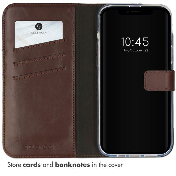 Selencia Genuine Leather Book Case Apple iPhone 14 Plus - Brown