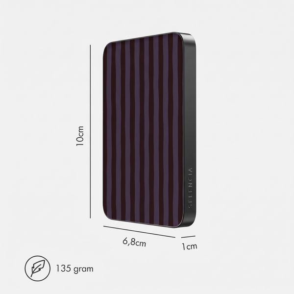 Selencia Vivid Powerbank 5.000 mAh - Draadloze Powerbank - MagSafe en Qi - Black / Bonbon Stripe Blueberry