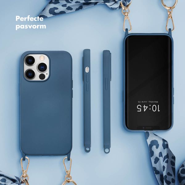 Selencia Backcover met luxe polskoord iPhone 13 Pro - Blauw