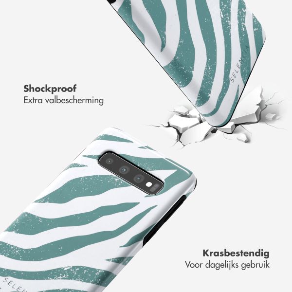 Selencia Vivid Tough Backcover Samsung Galaxy S10 - Colorful Zebra Pine Blue