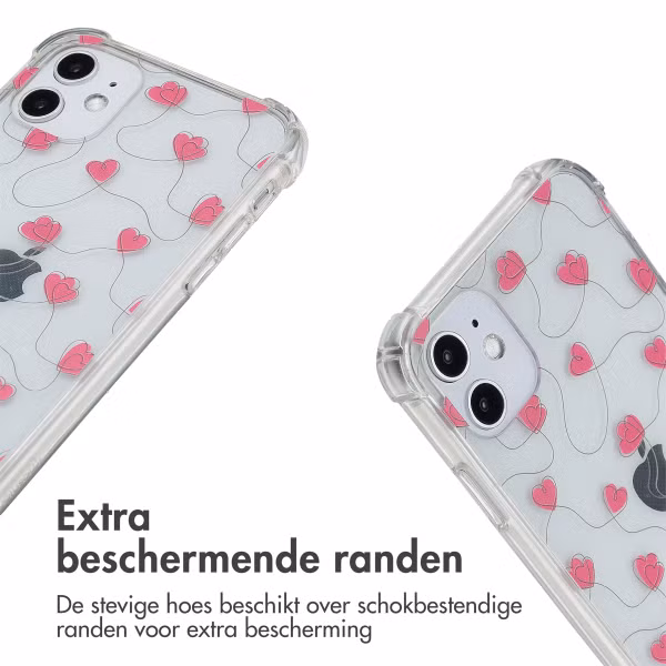 imoshion Design hoesje met koord Apple iPhone 11 - Dusty Rose Connected Hearts