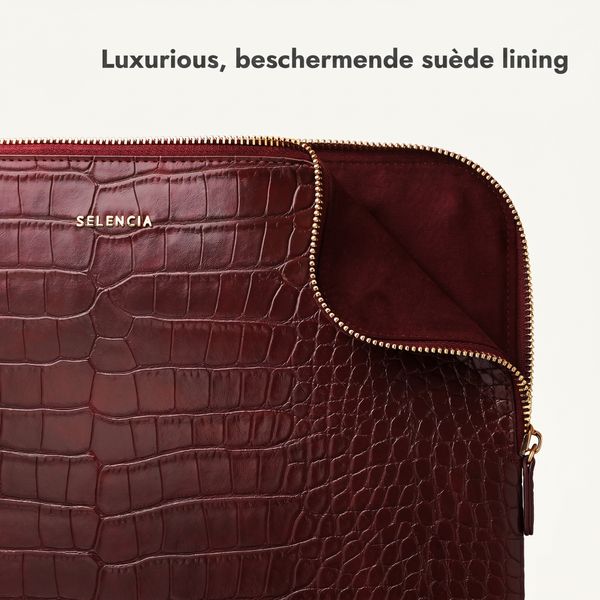 Selencia Croco laptop sleeve 13 inch - Burgundy