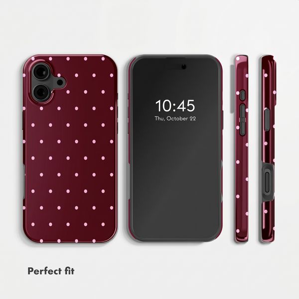 Selencia Vivid Back Cover Apple iPhone 16 - Happy Dots Burgundy