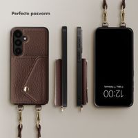 Selencia Sera Telefoonhoes met Koord en Envelop Pashouder Samsung Galaxy S25 / S24 - Chocolate Brown