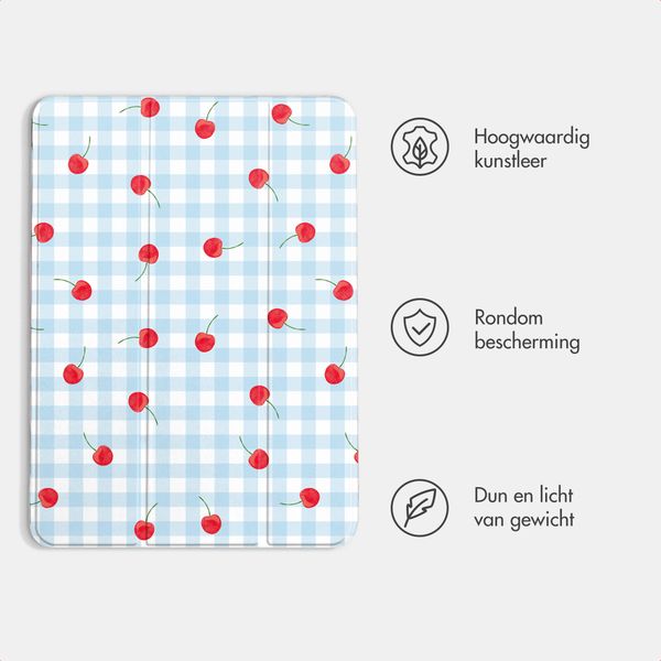 imoshion Design Trifold Bookcase Apple iPad 9 (2021) 10.2 inch / iPad 8 (2020) 10.2 inch / iPad 7 (2019) 10.2 inch - Cherry Check