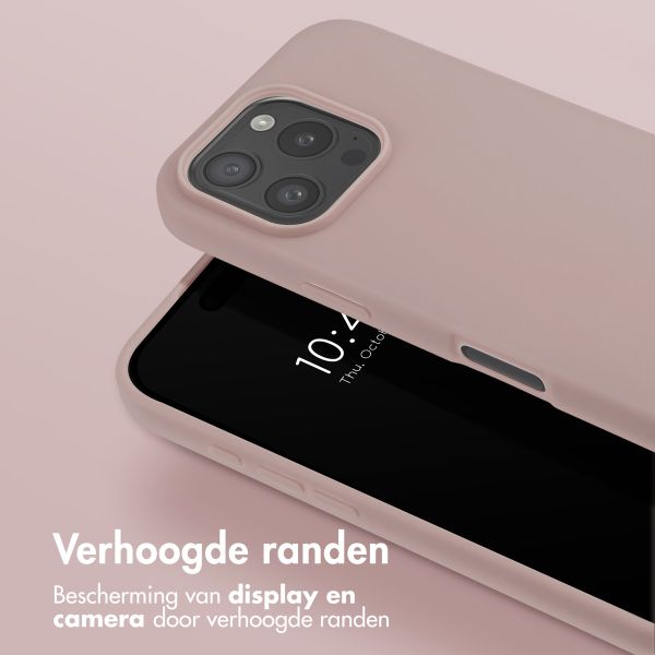 Selencia Siliconen hoesje met afneembaar koord Apple iPhone 16 Pro Max - Sand Pink