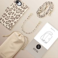 Selencia Sabi Bookcase with Leopard Print Apple iPhone 17e / 16e - Soft Ivory