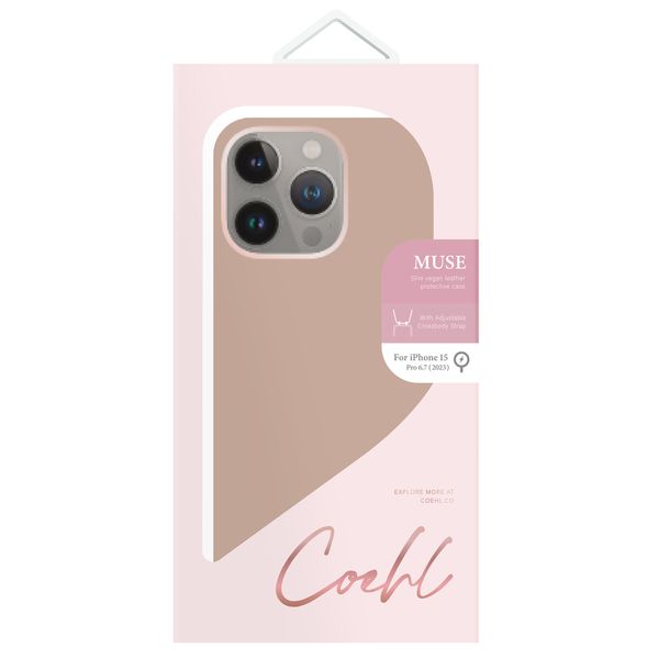 Coehl Muse MagSafe Backcover met koord Apple iPhone 15 Pro - Dusty Nude
