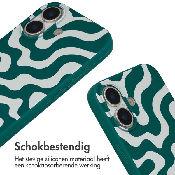 imoshion Siliconen design hoesje met koord Apple iPhone 17 - Petrol Green Groovy