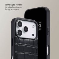 Selencia Nova Croco Telefoonhoes met Koord en Pashouder Apple iPhone 17 Pro - Zwart