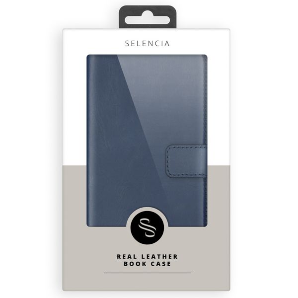 Selencia Echt Leren Bookcase Samsung Galaxy S21 - Blauw