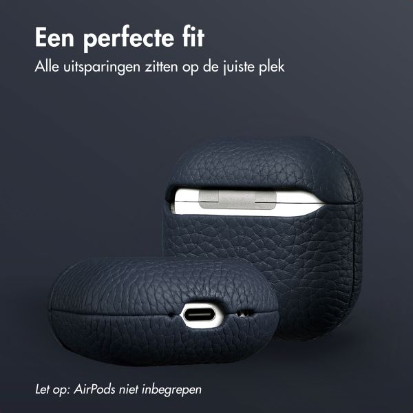 Accezz Echt Leren Case AirPods 4  Donkerblauw