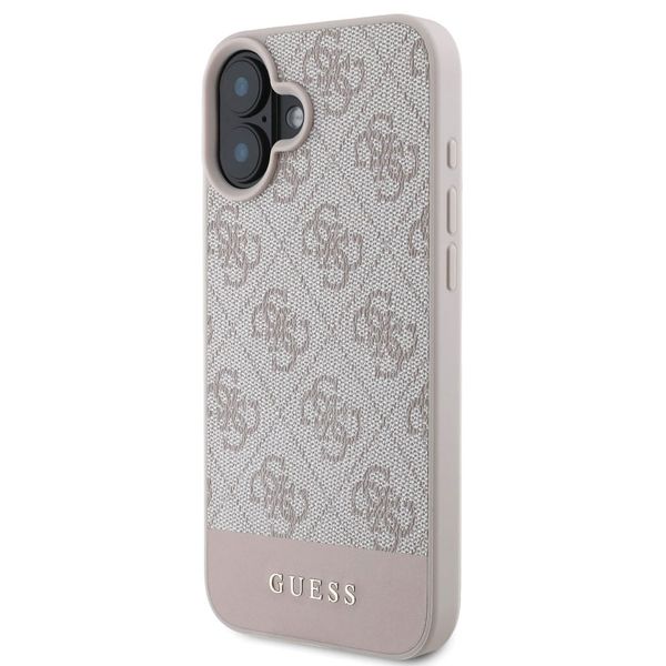 Guess Bottom Stripe 4G Backcover Apple iPhone 16 - Roze