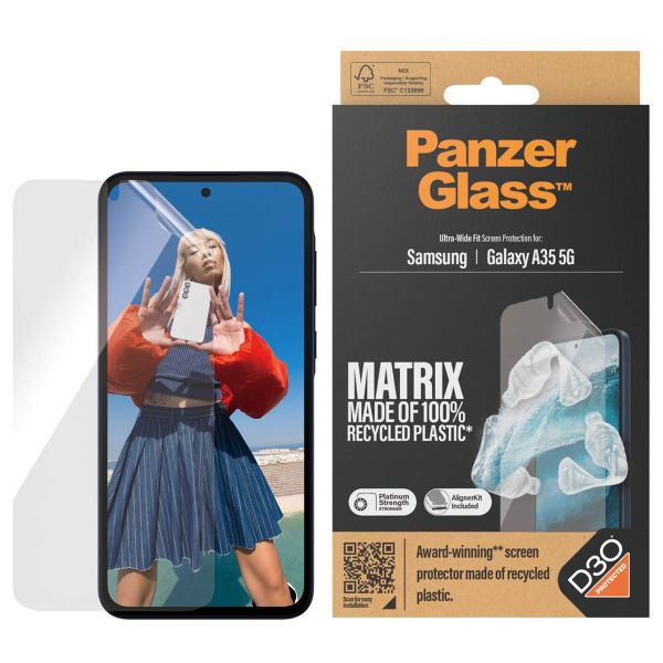 PanzerGlass Matrix Recycled Ultra-Wide Fit Anti-Bacterial Screenprotector incl. applicator Samsung Galaxy A35