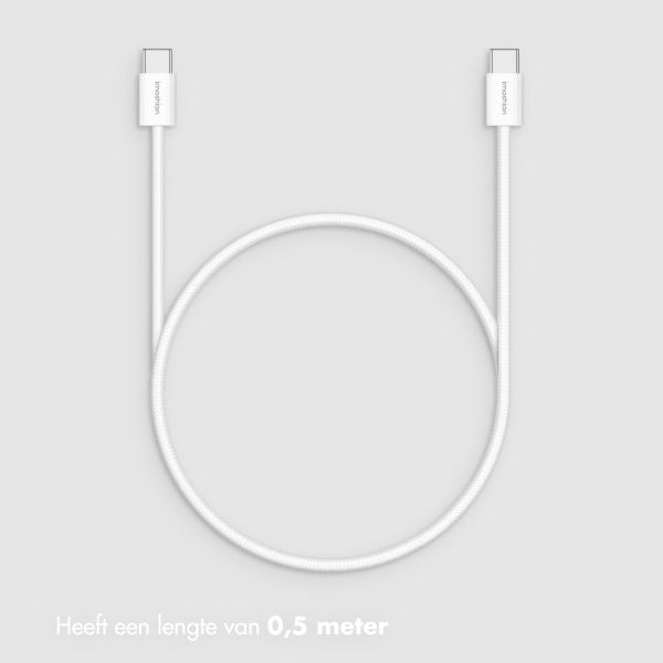 imoshion Braided USB-C naar USB-C kabel 60W 2-pack - 0,5 meter - Wit