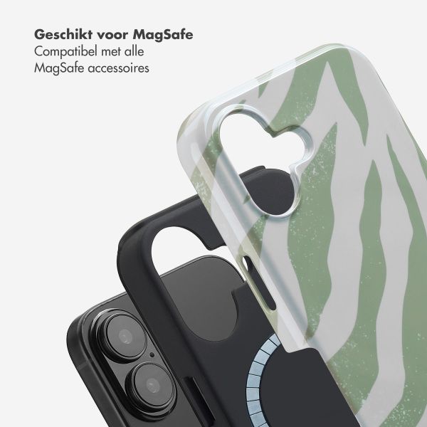 Selencia Vivid Tough Backcover met MagSafe iPhone 16 - Colorful Zebra Sage Green