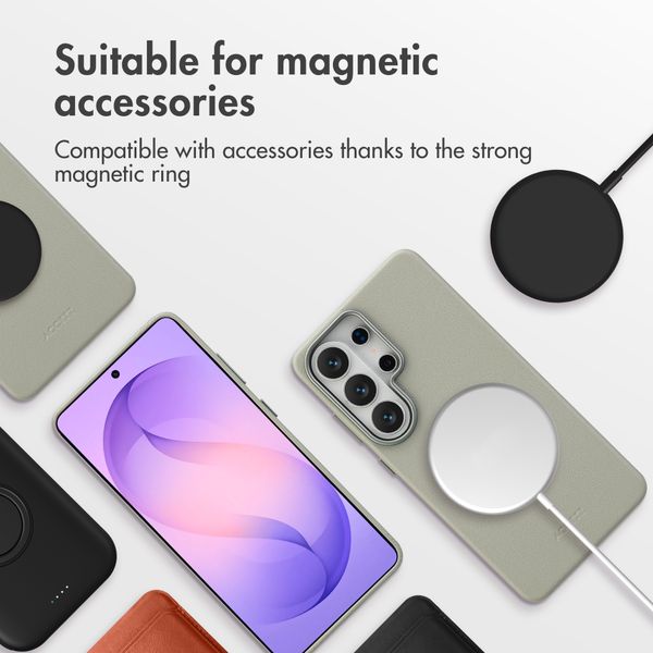 Accezz Leather Back Cover with MagSafe Samsung Galaxy S26 Ultra - Light Grey
